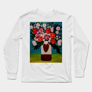 some abstract mixed flowers in a metallic vase Long Sleeve T-Shirt